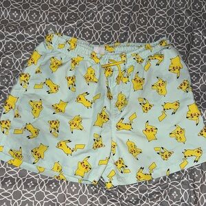 Pikachu Patterned kids swim Shorts - Light Blue